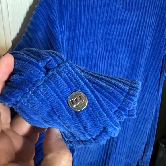 Nahmias Men's Blue Corduroy Full Zip Boxy Jacket Size XXXL Long Sleeve Collared - Picture 10 of 15